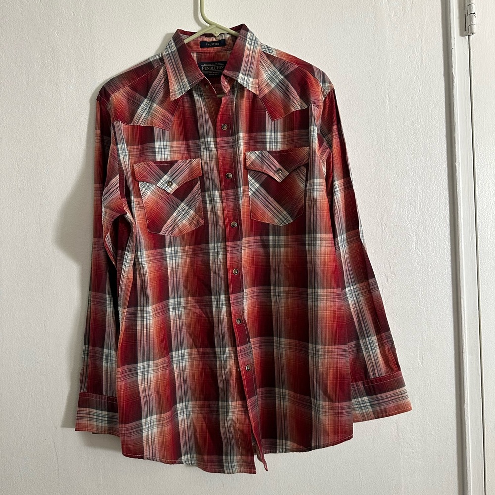 Pendleton Frontier Shirt Rusty Red/Tan Plaid Medi… - image 1